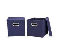 Household Essentials 33-1 Decorative Storage Cube Set with Removable Lids | Navy | 2-Pack