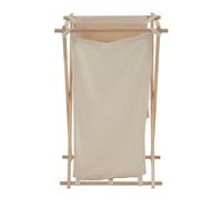 Household Essentials 6785-1 Cesta Plegable de Madera para la Ropa Sucia con Marco en X, polialgodón y Goma, Natural, Suelto
