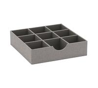Household Essentials 728-1 - Caja organizadora de cajones profundos de 9 secciones para almacenamiento, 30,5 x 8 cm, gris, tela de poliéster, plata