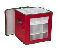 Household Essentials Caja de almacenaje de Vacaciones, Rojo con Verde, poliéster, Rojo, 27-Piece Ornament