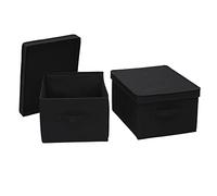 Household Essentials Caja de almacenamiento ancha de lona con tapa, 18.5 x 15 x 12 pulgadas, color latte, juego de 2