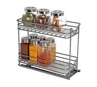 Household Essentials Glidez - Organizador de almacenamiento extraíble de acero con acabado de pintura con forros de plástico para uso en especieros, diseño de 2 niveles, se adapta a armarios o