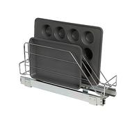 Household Essentials Glidez - Organizador de almacenamiento multiusos de acero cromado extraíble y deslizante para utensilios de cocina y utensilios para hornear, se adapta a gabinetes o estantes de