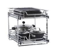 Household Essentials Glidez - Organizador de Almacenamiento Multiusos de Acero Cromado para Uso Debajo del gabinete, diseño de 2 Niveles, se Adapta a armarios o estantes de tamaño estándar, Cromado