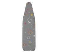 Household Essentials Ironing Board Cover and Pad, Hearts Print with Sparkle Finish, Gray Ultra-Funda y Almohadilla para Tabla de Planchar, Estampado Acabado, Color Gris, Algodón, Corazones Brillantes