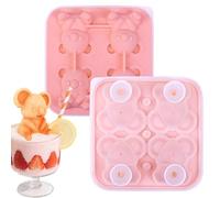 Household Ice Making Molds - 4compartment Silicone Ice Molds | Cube Icê Mold | Grid Bear-Shape Icê Trays for Cocktails | Household Maker Easy to Demould Round Mold for Freezer Bars Food Kitchen