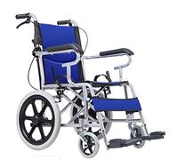Household Lightweight Folding Wheelchair Manual Soft Seat Wheelchair Portable Transit Travel Chair Blue