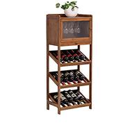 Household Products - Estante de vino de madera, soporte vertical independiente para botellas con 2 listones, material de bambú de madera maciza, moderno, sencillez, pequeño soporte para copas de vino