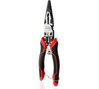 HOUSERAN alicates de punta larga con pelacables y crimpadora, alicates de 8.3 pulgadas, resorte y bloqueo de seguridad