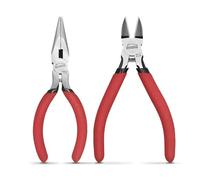 HOUSERAN Juego de 2 Alicates, Alicates de Punta Fina de 5 Pulgadas y Cortadores de Alambre, Alicate Mini con Resorte y Cortadores de Corte Recto para Manualidades, Doblar, Cortar Alambre, Bridas