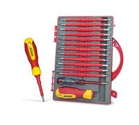 HOUSERAN Juego de 26 Desarmadores Aislados de 1000V, Desarmadores Electrotécnico con Estuche, Destornillador con Hojas Intercambiables, Destornillador para Reparaciones Domésticas