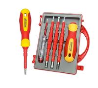 HOUSERAN Juego de 5 Desarmadores Aislados de 1000V, Desarmadores Electrotécnico con Estuche, Destornillador con Hojas Intercambiables, Destornillador para Reparaciones Domésticas