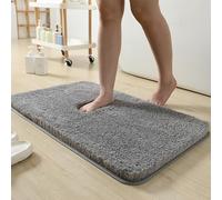 HOUSERAN Tappeti per Bagno Hello, 50x80cm, Antiscivolo, Microfibra Assorbente d'Acqua, Lavabile in Lavatrice, Carino Tappeto da Bagno, Zerbino, Tappeto per la Camera da Letto, Gris