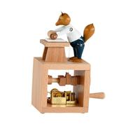 HouseVibe Caja De Música De Madera Manual Coleccionable para,Zorro | Colores finos, texturas claras, movimiento de engranajes manual, ambiente familiar cálido, reuniones de celebración