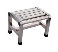 HouseVibe Taburete de acero inoxidable para ducha, baño, cocina, antideslizante, taburete portátil de metal para departamento de adultos, 28,6 x 20 x 26 cm