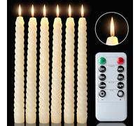 HOUSN Juego De 6 Velas Led Efecto Llama,Con Temporizador Y Mando A Distancia,Luz Amarilla CáLida Parpadeante,Seguras Y Decorativas Para Mesa,Iglesia,CumpleañOs,Bodas