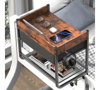 Housolution Estante de 2 Niveles para Literas Superiores y Camas Altas, con Cajón de Tela, Ranura para Tablet y Organizador de Cables, Ideal para Residencias Universitarias y Espacios Pequeños