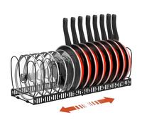 Housolution Organizador de Ollas y Sartenes Soporte Tapas | 30cm-59cm Extensible, 14 Compartimentos Ajustable, Soporte Tapas Ollas y Sartenes para Cocina