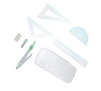 Housoutil 1 Juego Brújulas y Regla de Dibujo Geométrico para Estudiantes Kit de Dibujo de Matemáticas con Herramienta Multifuncional de con Aleatorios Color Aleatorio