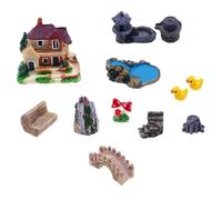 Housoutil 1 juego de accesorios de jardín en miniatura, decoración de paisaje de hadas, estatuas de villa para decoración de manualidades y decoración de jardín en miniatura, adornos portátiles y