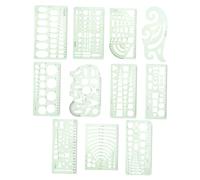 Housoutil 1 Juego Plantillas Geométricas de Plástico Dibujo Regla de Práctica Estudiantes y Arte y Mediciones Precisas