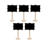 Housoutil 10 pizarras pequeñas de madera con base floral para mensajes y números de mesa para bodas, fiestas y decoración del hogar