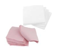 Housoutil 100 Unidades Paños de Limpieza para Joyería Plata y Paño Pulidor No Abrasivo para Collares Anillos y Relojes Limpieza Suave para Cristales y Gemas Colores Rosa y Blanco