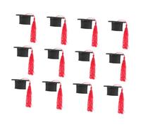 Housoutil 12 Piezas 12 Piezas Mini Tapones para Botella de Graduación Birrete Rojo Decoración para Ramos y Botellas de Vino Accesorios para Fiesta de Graduación Juego de Adornos