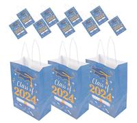 Housoutil 12 Piezas Bolsas De Favores De Fiesta Graduación Armada Vistoso En Felicitaciones Bolsas De Fiesta Botín para Dulce Tú Bolsas Simples Largo Papel Azul