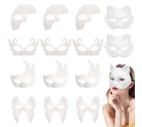 Housoutil 15 Piezas Máscaras de Papel para Manualidades Reutilizables y Ligeras, de Pulpa para Cosplay y Bailes de Mascarada