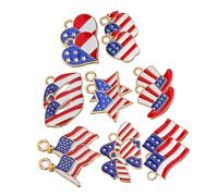 Housoutil 16 Colgantes De Bandera Estadounidense Bandera Personalizada De País Dijes Patrióticos De Esmalte Adorno De Llave Rojo Blanco Y Azul Real Accesorios De Fabricación