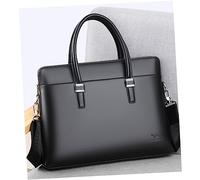 Housoutil 1Pieza Maletín de Cuero de Vaca para Portátil Negro Resistente al Desgaste Bolso de de Negocios para Hombres