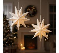 Housoutil 2 farolillos de papel 3D, guirnalda de estrellas, decoración de boda, decoración de Halloween, decoración de techo, pantalla de lámpara, farolillo de papel, farolillo ahuecado para origami