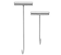 Housoutil 2 Ganchos T de Acero Inoxidable para Carne Gancho de Carnicero Resistente Corrosión Colgador Portátil para Cocina Carnicería y Supermercado Set de 2 Piezas Mango Corto y