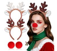 Housoutil 2 Juegos Diadema Astas de Reno de Poliéster y Esponja Cómoda para Fiestas Navideñas y Eventos Escolares Diseño Único que Realza el Ambiente Festivo