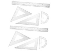Housoutil 2 Juegos Set De Triángulo Transportador y Regla Claros Pequeño Transportador Regla De Ángulo Regla De Redacción Regla De Plastico Mini Regla Triangular PD Transparente