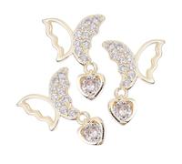 Housoutil 2 Piezas Accesorios Para Uñas Encantos De Uñas 3d Adornos De Uñas De Bricolaje De Manicura Uñas Gemas Remache De Uñas Clavo Lujo Decoración De Diamantes De Imitación Cobre