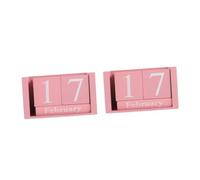 Housoutil 2 Piezas adorno de oficina de campo Decoración pared mostrar fecha Escritorio manual bloques interminables De madera rosa