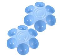 Housoutil 2 Piezas Cuenco para Perros Forma de Flor Azul de Plástico, Resistente y Fácil de Limpiar, Soporte para Comida y Tazón de Agua para Mascotas