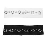 Housoutil 2 Piezas Diademas Elásticas Punk para Mujer de Tela Transpirable Ojales Ahuecados, Accesorio Vintage Fácil de Combinar para Fiestas y Uso Diario