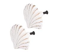 Housoutil 2 pomos para cajones, conchas de hierro fundido, estilo océano, color blanco, tiradores de muebles de un solo agujero para armario, cajón, decoración de habitación infantil
