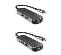 Housoutil 2 Uds 4 1 Base De Expansión Cuatro En Concentrador USB Portátil Tipo C Adaptador para Portátiles Adaptador De Concentrador De Datos USB Accesorios De Computadora Suministros