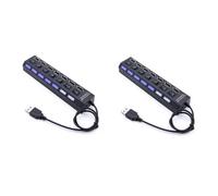 Housoutil 2 Uds 7 Concentrador De Datos Portátil Delgado Enchufe Divisor Alto Concentrador USB Portátil Divisor USB Práctico Concentrador USB De 7 Puertos Concentrador USB De Uso Diario