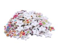 Housoutil 200 Botones de Madera Creativos en Forma de Estrella de Cinco Puntas para Coser y Bricolaje, Ideales para Ropa y Bolsos, Estilo Mixto y Colorido Varios estilos