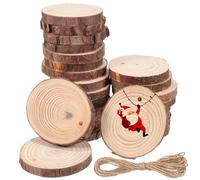 Housoutil 25 Unidades Rodajas de Madera Redonda Natural 7-8cm con Cuerda