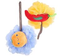 Housoutil 2piezas Bola De Baño Exfoliante Suave Para Adultos y Niño Niña Esponja De Limpieza Corporal Elementos De Frutas Herramienta De Para Experiencia De Baño Agradable y