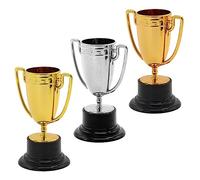 Housoutil 3 Piezas Trofeo De Trofeos Para Mini Copas Trofeo Medallas De Ganador Trofeo De Beisbol Trofeo De Recuerdo De Fiesta Juego y Plata El Plastico Adornos Niño