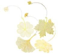 Housoutil 4 Marcadores de Metal Dorados Forma de Hoja Hueca, Prácticos y Decorativos para Marcar Páginas en Libros, Obsequio Adecuado para Compañeros y Seres Queridos