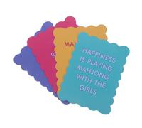 Housoutil 4 Piezas Accesorios de Mahjong de PVC con Bordes Ondulados y Frases Divertidas, Barajador Portátil para Juegos Familiares y Noches de Diversión en Grupo