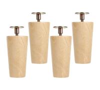 Housoutil 4 Piezas Patas de Madera Maciza con Tornillos y Placas | Acabado Barnizado, Color Natural, Soporte Estable, con Tacos Antideslizantes, para Oficina y Reformas Interiores